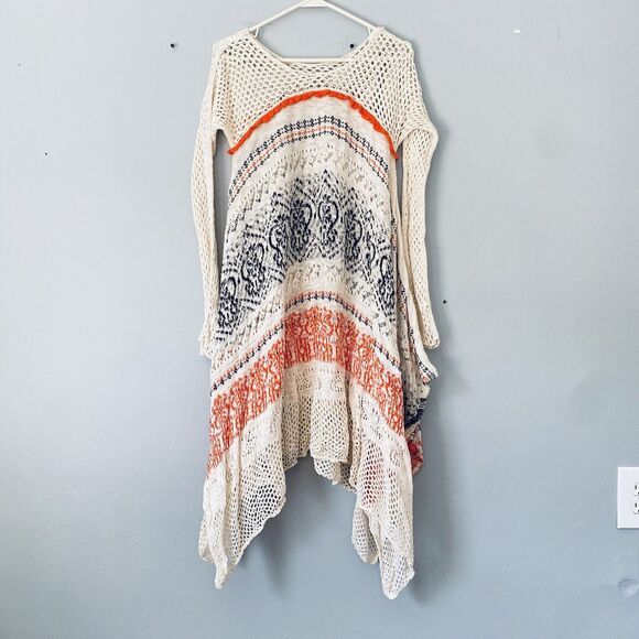 Sleeping on Snow Dress Small Anthopologie Risen Sun Orange Crochet Sweater Boho - Picture 4 of 13